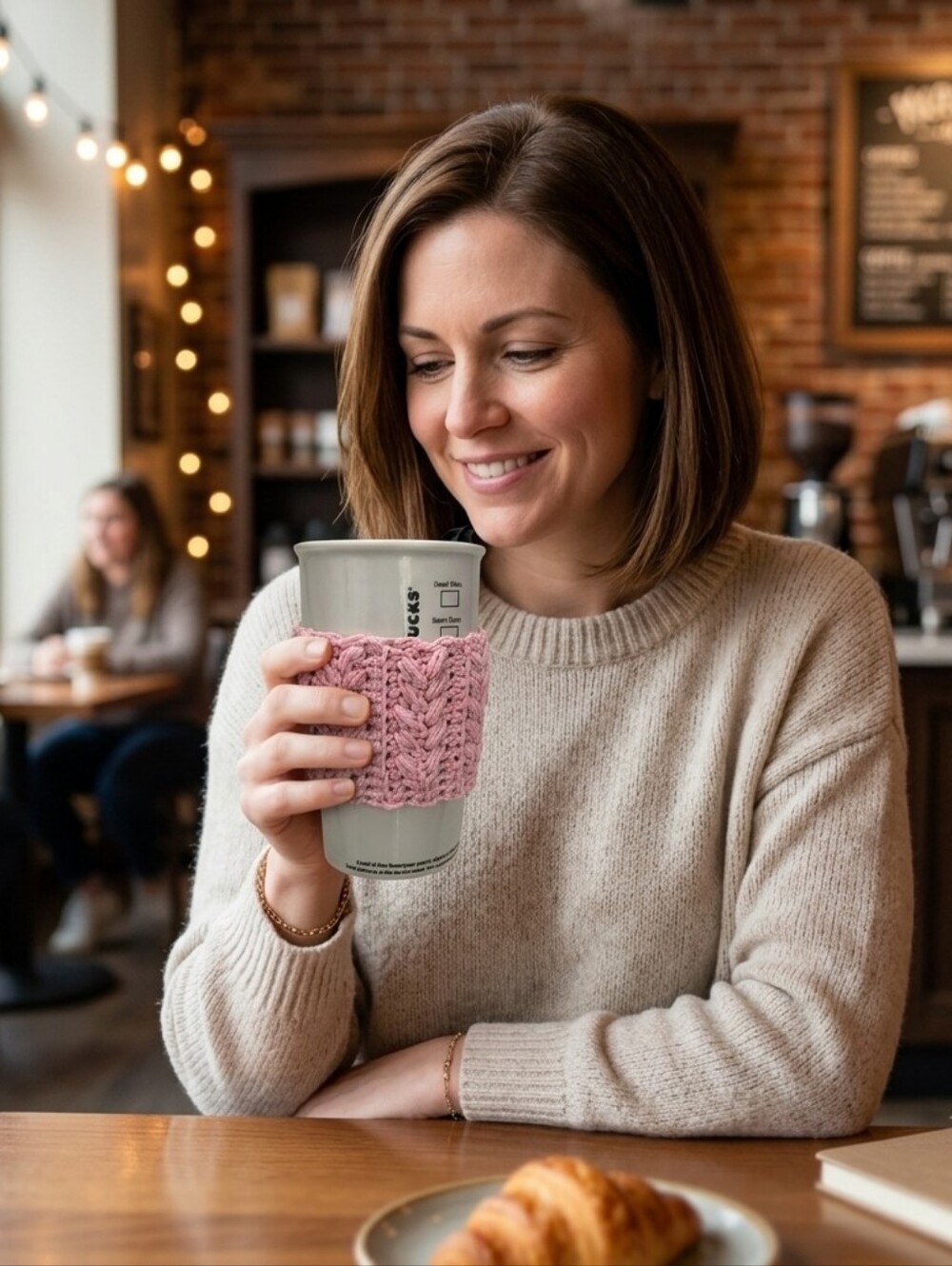 💗Pink Knitted Cotton Coffee Sleeve